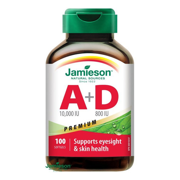 Jamieson Vitamin A + D Premium 10000 IU/800 IU 100 kapslí
