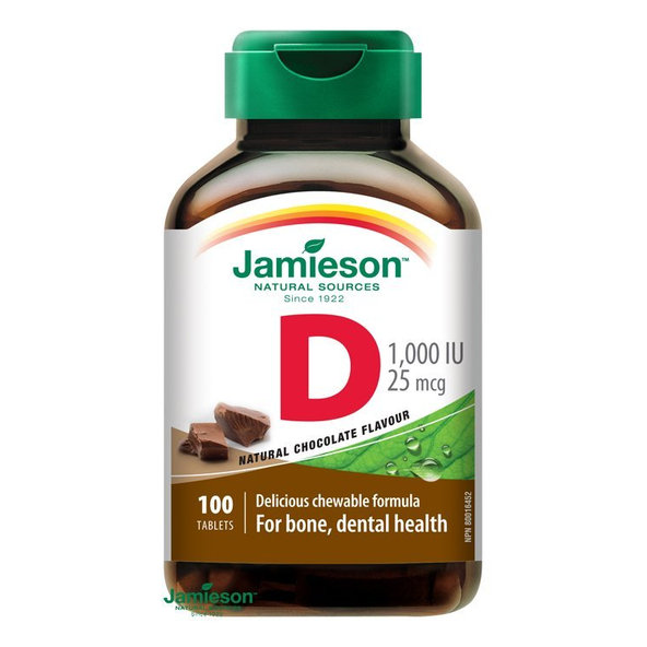 Jamieson Vitamin D3 1000 IU čokoláda 100 pastilek