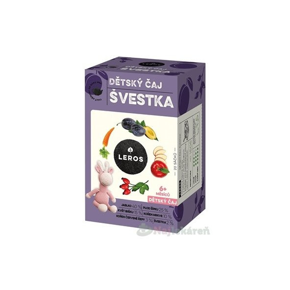 Leros Dětský čaj švestka 6+ m 20x2 g