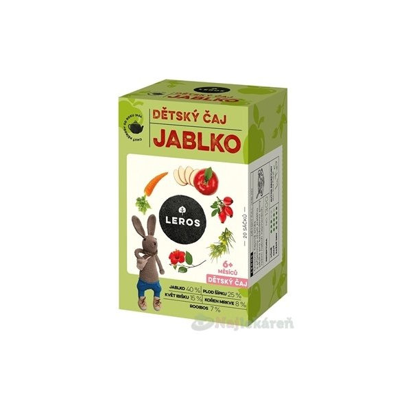 Leros Dětský čaj jablko 6+ m 20x2 g
