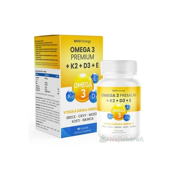 MOVit Energy Omega 3 + K2 + D3 + E PREMIUM 90 kapslí