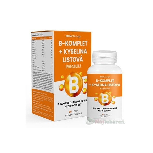 MOVit Energy B-Komplet + Kyselina listová Premium 90 tablet