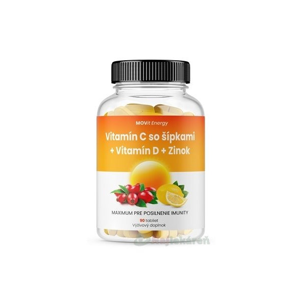 MOVit Energy Vitamin C 1200 mg se šípky + D + Zinek 90 tablet