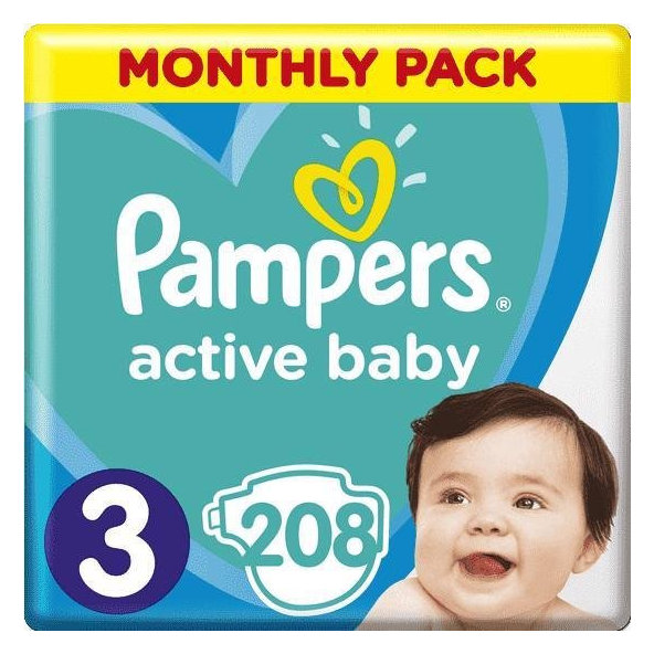 Pampers Active Baby jednorázové pleny 6–10 kg vel. 3 208 ks