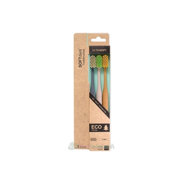 SOFTdent ECO Ultrasoft zubní kartáčky 3 ks