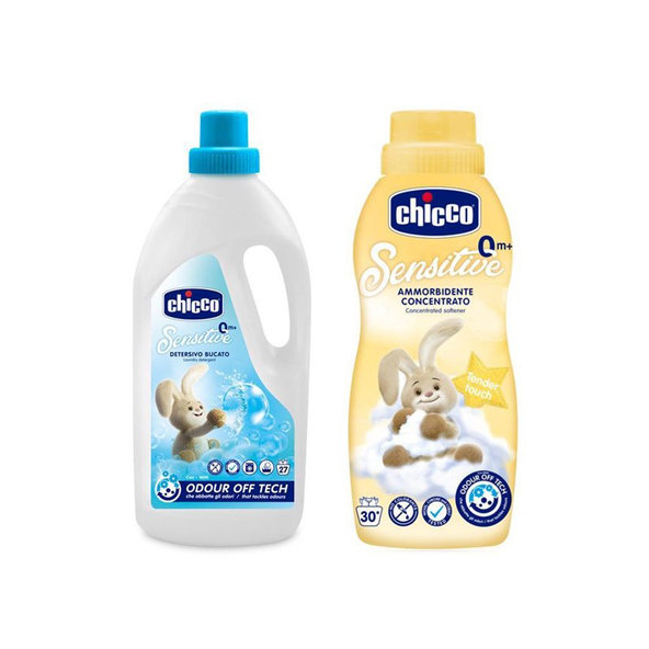 Chicco Sensitive prací gel + aviváž Jemný dotyk 1,5 l + 750 ml