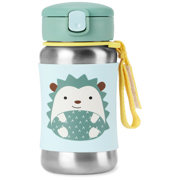 SKIP HOP Spark Style nerezová láhev s brčkem Ježek 12 m+ 350 ml