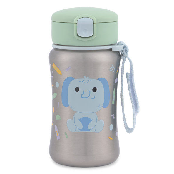 SKIP HOP Besties Squad dětská láhev se slámkou Slon 12 m+ 350 ml