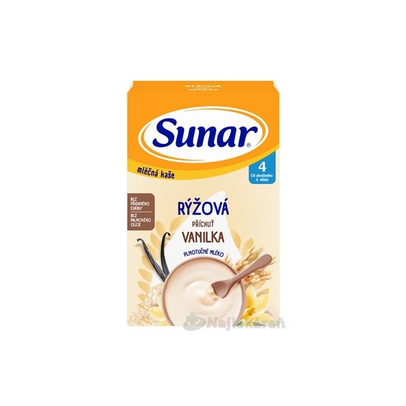 Sunar mléčná kaše rýžová vanilka 4m+ 210 g