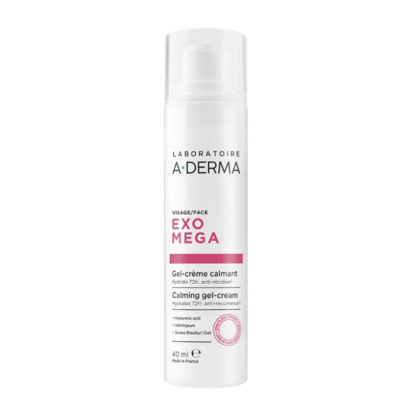 A-DERMA Exomega zklidňující gel-krém na obličej pro citlivou pleť 40 ml