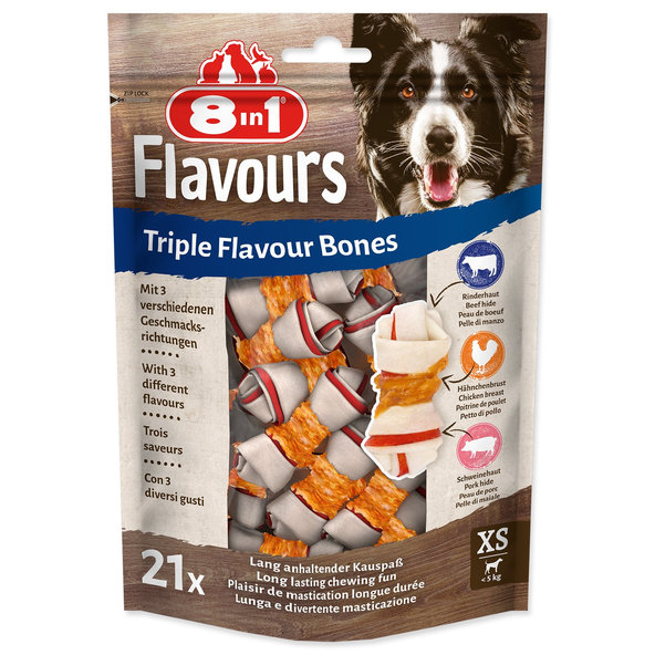 8in1 Triple Flavour žvýkací kost XS 21 ks