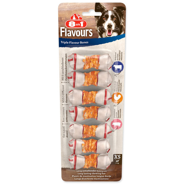 8in1 Triple Flavour žvýkací kost pro psy XS 7 ks