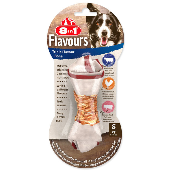 8in1 Triple Flavour žvýkací kost pro psy S