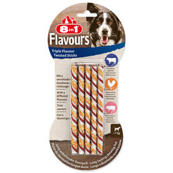 8in1 Triple Flavour žvýkací kroucená tyčinka pro psy 10 ks