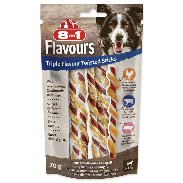 8in1 Flavours kroucená tyčinka pro psy 60 x 10 ks