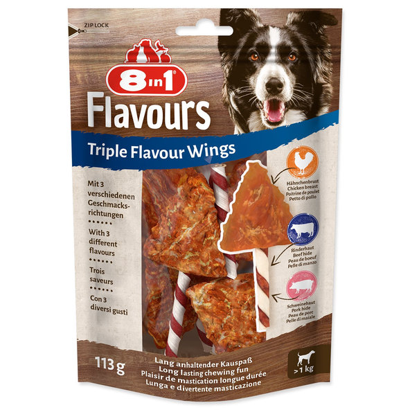 8in1 Triple Flavour žvýkací křidélko pro psy 6 ks