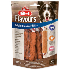 8in1 Triple Flavour žvýkací žebírko pro psy 6 ks
