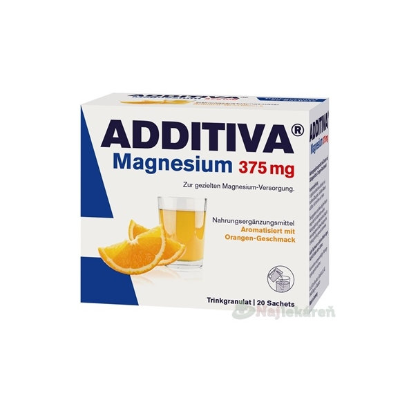 Additiva Magnesium 375 mg granulát příchuť pomeranč 20 sáčků