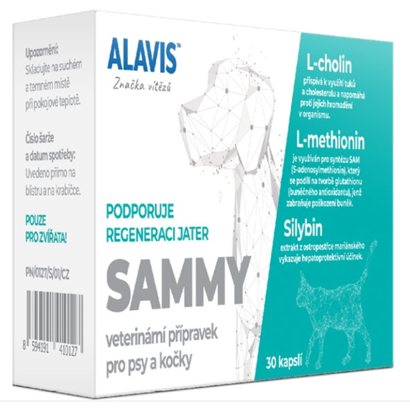 ALAVIS Sammy na játra a regeneraci pro psy a kočky 30 kapslí