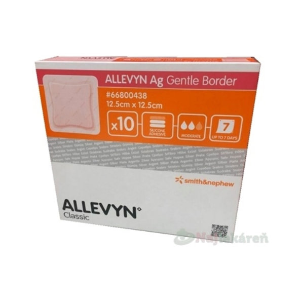 Allevyn Ag Gentle Border krytí na rány 12,5 × 12,5 cm 10 ks