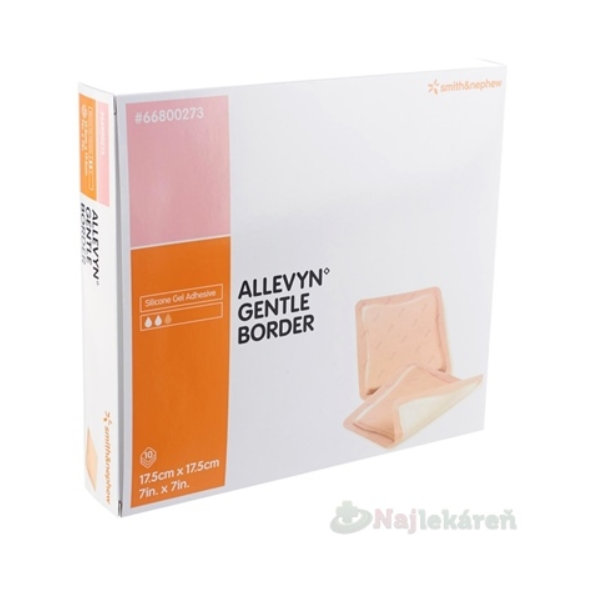 Allevyn Gentle Border krytí se silikonovým gelem 17,5 × 17,5 cm 10 ks