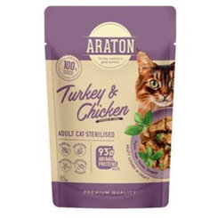 ARATON Cat Adult Sterilised Turkey & Chicken kapsička pro kočky 85 g