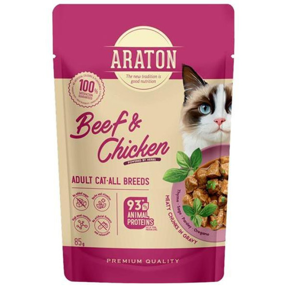 ARATON Cat Adult Beef & Chicken kapsička pro kočky 85 g