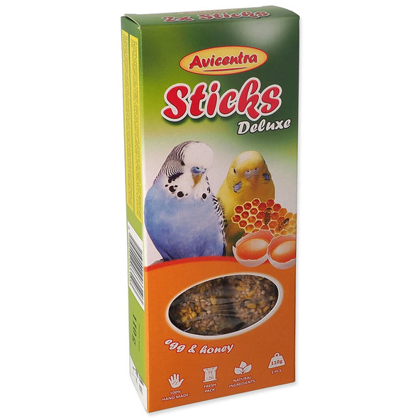 AVICENTRA Deluxe tyčinky s vejcem a medem pro andulky 2 ks 110 g