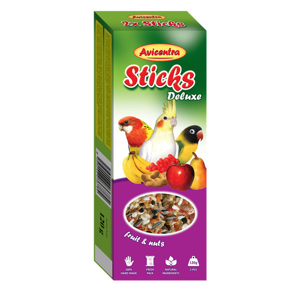 AVICENTRA tyčinky střední papoušek ovoce ořechy 120 g 2 ks