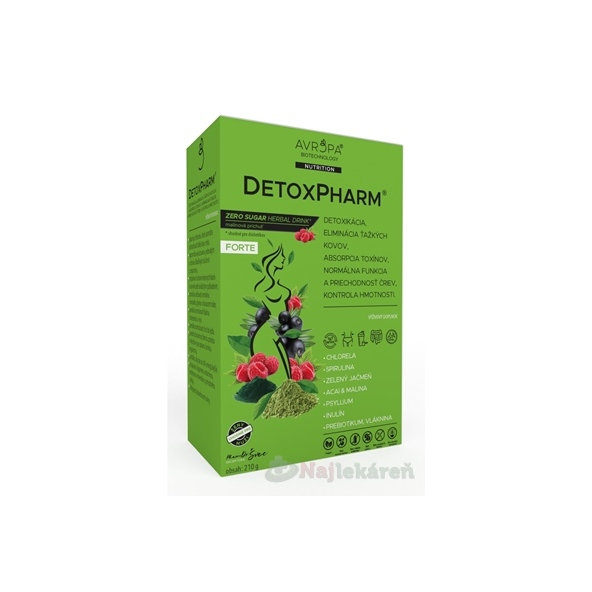 Avropa DetoxPharm Forte prášek malinová příchuť 210 g