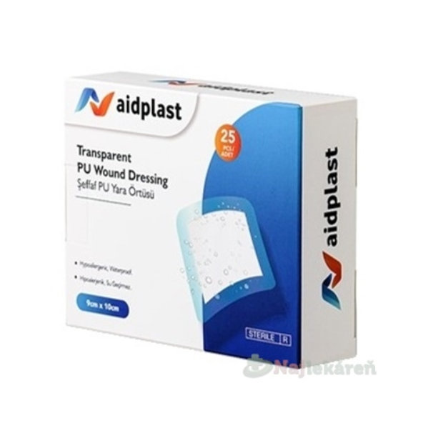 Aidplast Průhledná sterilní náplast na rány 9 × 10 cm 25 ks
