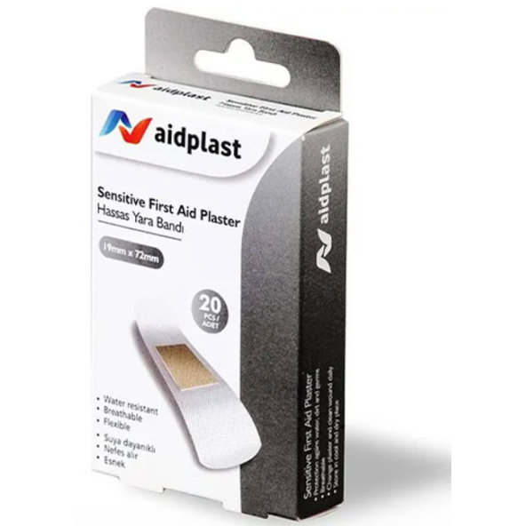 Aidplast Sensitive náplast pro citlivou pokožku 1,9 × 7,2 cm 20 ks