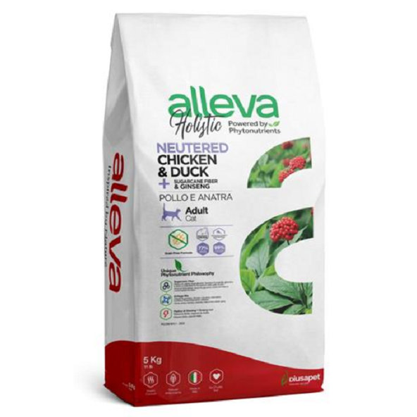 Alleva Holistic Cat Neutered Chicken & Duck granule pro kočky 5 kg