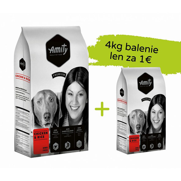 Amity Premium Chicken and Rice 15 kg + 4 kg za 1 €