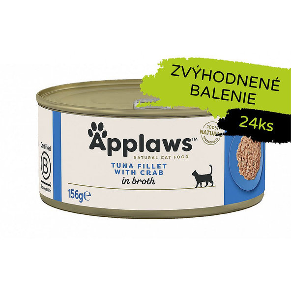 Applaws Cat Tuna Fillet with Crab in Broth konzerva 24 × 70 g