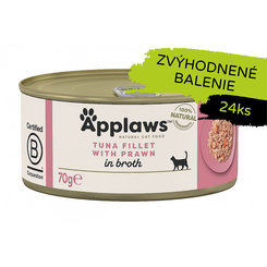Applaws Cat Tuna Fillet with Prawn in Broth konzerva 24 × 70 g