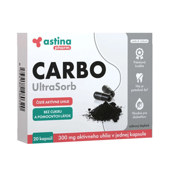 Astina Pharm CARBO UltraSorb aktivní uhlí 300 mg 20 kapslí