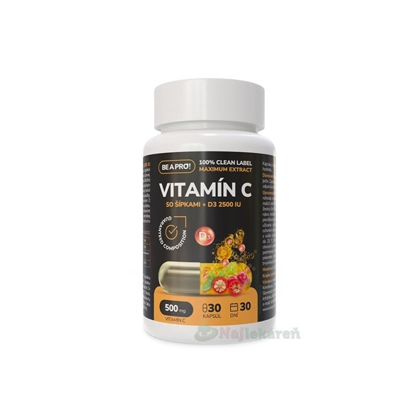 Be a Pro! D3 2500 IU + Vitamín C se šípky 30 kapslí