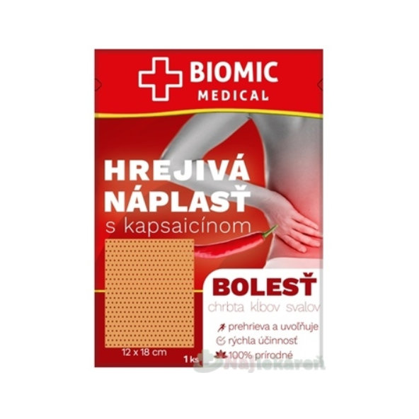 Biomic hřejivá náplast s kapsaicinem 12 × 18 cm