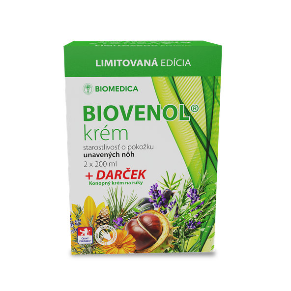 Biomedica Biovenol krém na nohy 2x200 ml a konopný krém na ruce 100 ml
