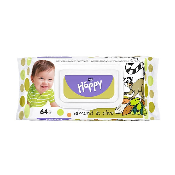 Bella Happy vlhčené ubrousky mandle a olivy 64 ks