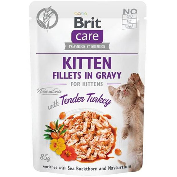 Brit Care Cat filety pro koťata krůta a rakytník v omáčce 24 × 85 g