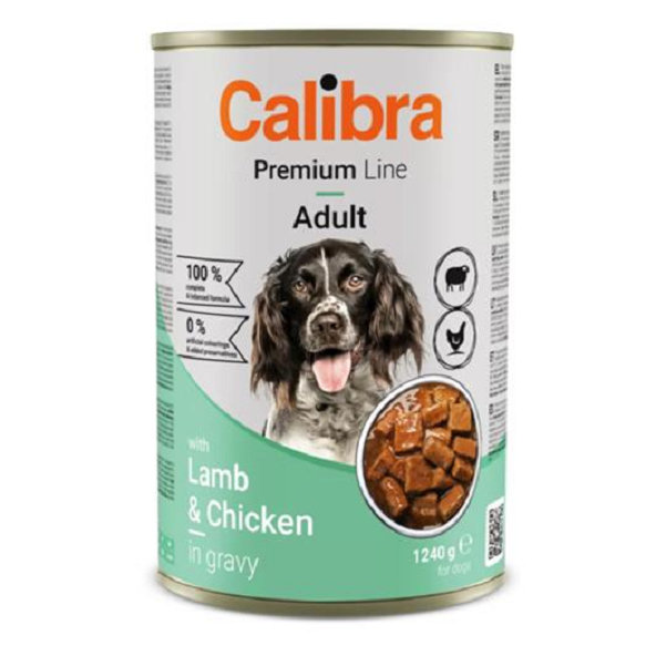 Calibra Premium Dog Adult jehněčí a kuře konzerva 1240 g