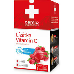 Cemio Lízátka Vitamín C s malinovou příchutí 6 lízátek
