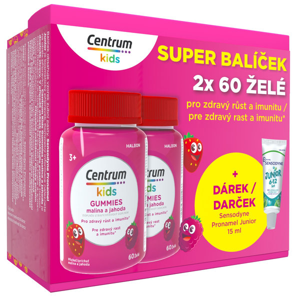 Centrum Kids Gummies malina + jahoda 2x60 želé set