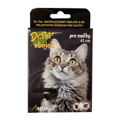 Dr.Pet antiparazitní obojek pro kočky 43 cm černý