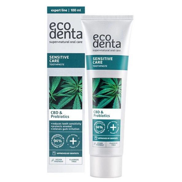 EcoDenta CBD & Probiotics zubní pasta citlivé zuby 100 ml