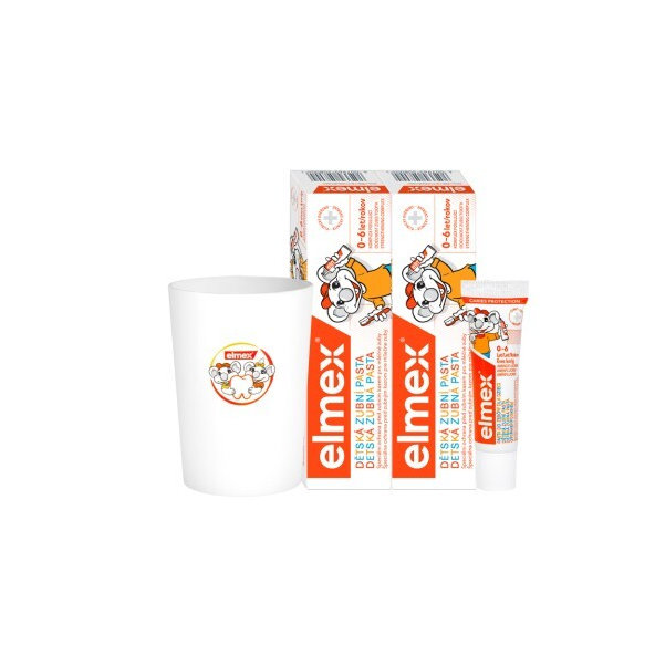 Elmex Caries Protection detská sada pasta 50 ml + 12 ml + pohár