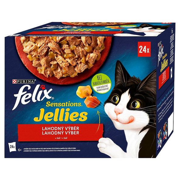 FELIX Sensations Jellies hovězí kuře kachna jehněčí 24 × 85 g