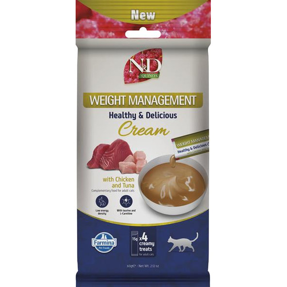Farmina Creamy N&D Quinoa Cat Weight Tuna pamlsek 60 g